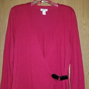 Red wool wrap sweater